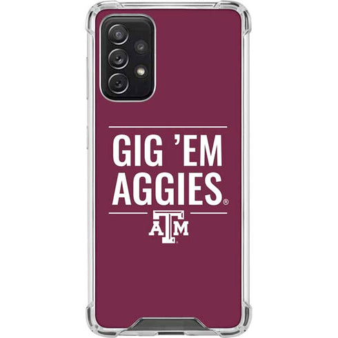 Texas A&M University Gig Em Aggies Galaxy A72 5G Clear Case